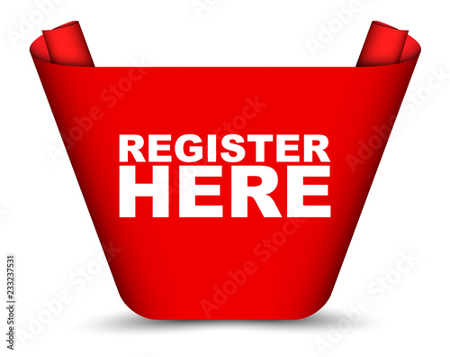 red vector banner register here