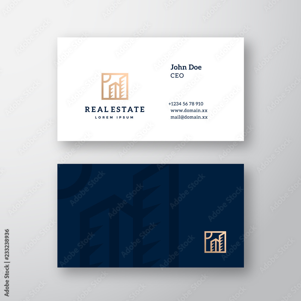 Real Estate Abstract Elegant Vector Logo and Business Card Template ...