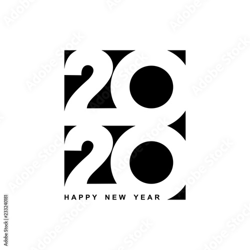 Happy New Year 2020 logo text design. Cover of business diary for 2020 with wishes. Brochure design template, card, banner. Vector illustration. Isolated on white background.