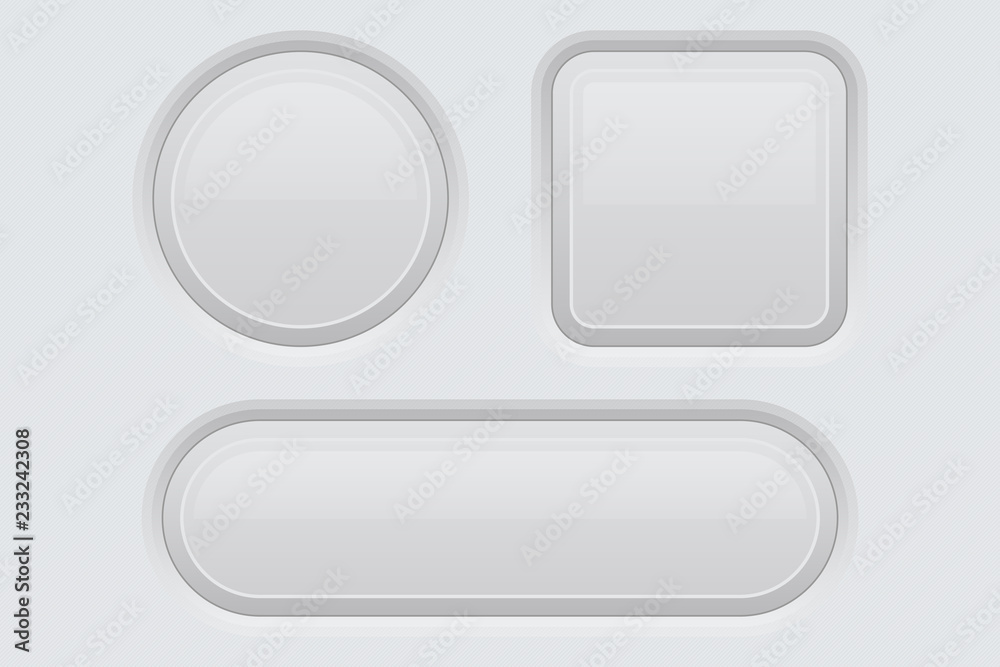 White web interface buttons set. 3d icons White web interface buttons set. 3d icons