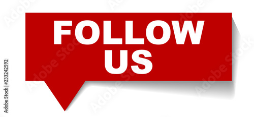 red vector banner follow us