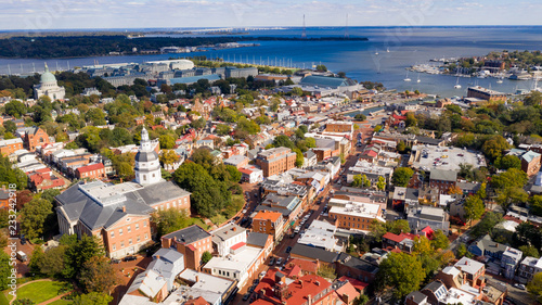 Aerial Panoramic View Annapolis Maryland State House Capital City photo