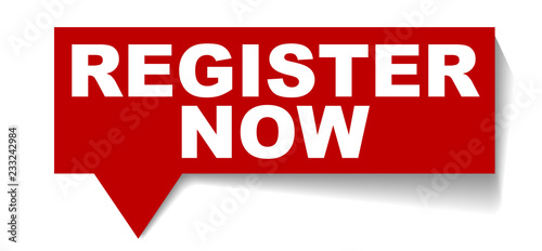 red vector banner register now
