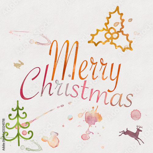 Merry Christmas in water color