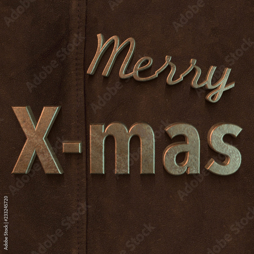 Merry X-mas in golden 3d