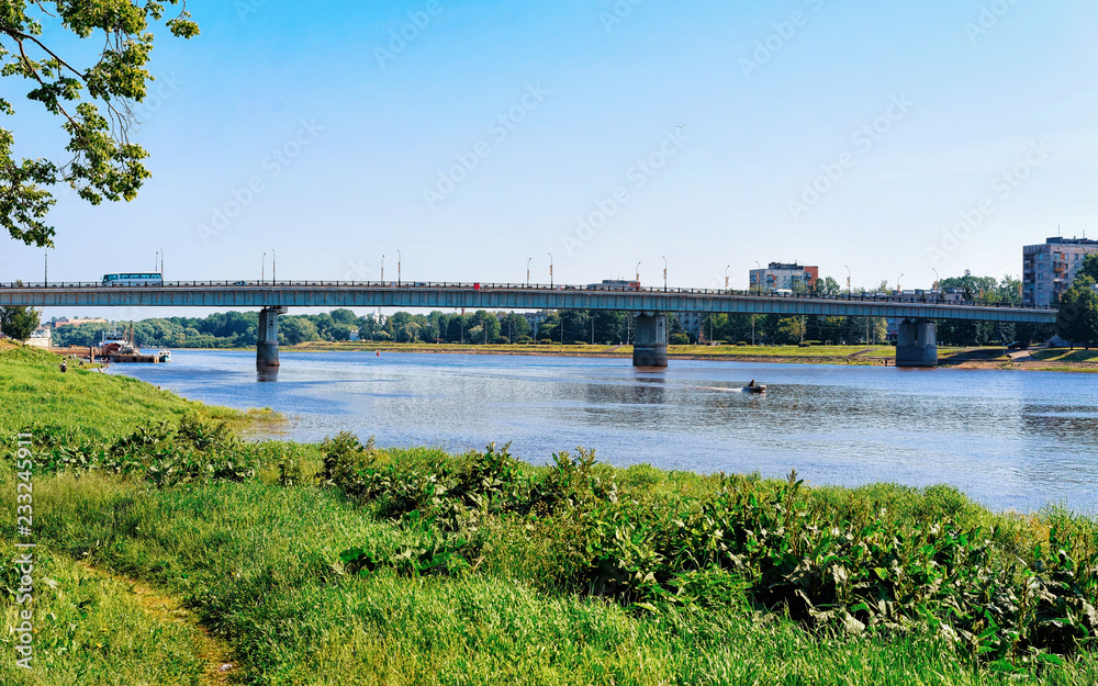 Bridge over Volkhov River in Veliky Novgorod