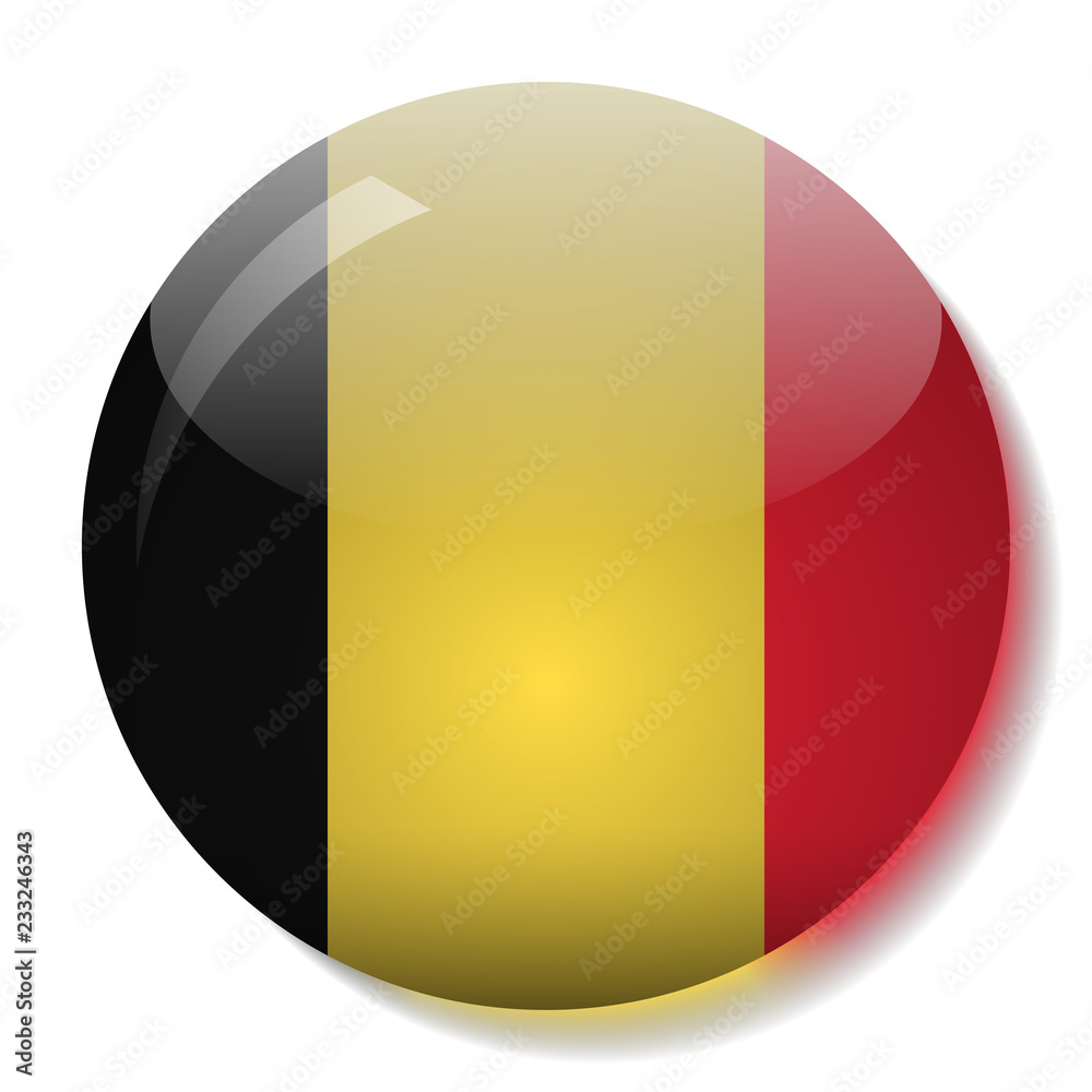 Fototapeta premium Belgian flag glass button vector illustration