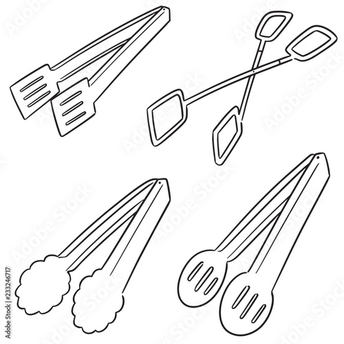vector set of tongs