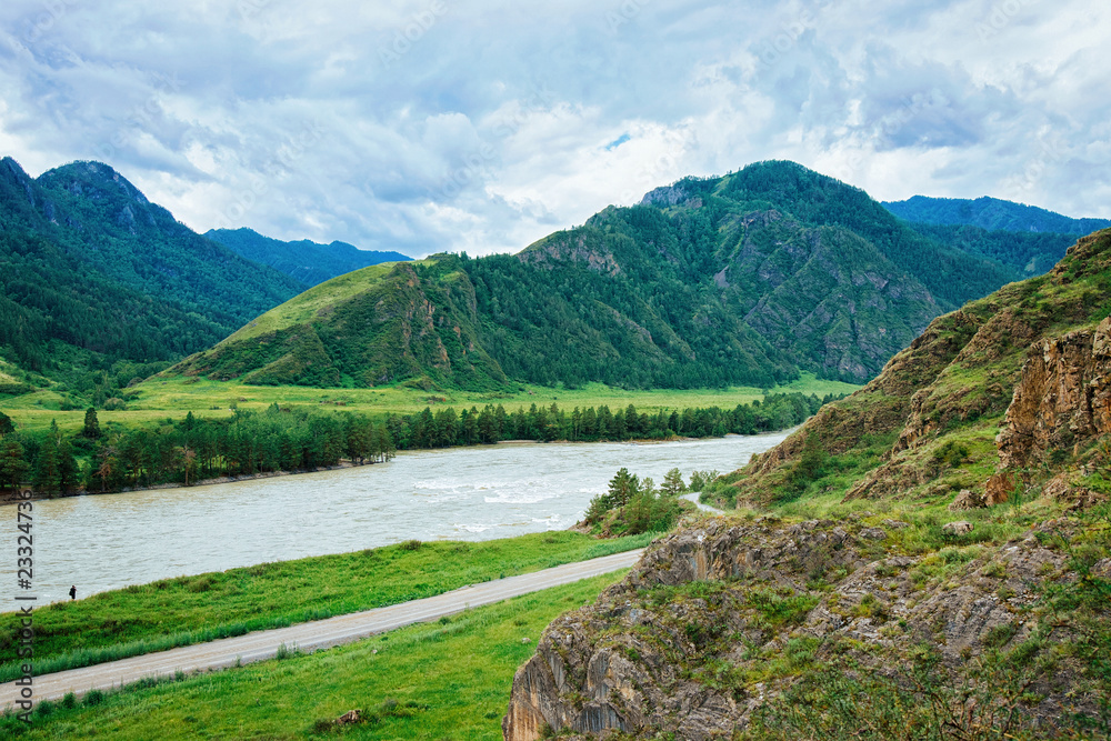 Nature with Altai mountains and Katun River Siberia Nature with Altai mountains and Katun River Siberia