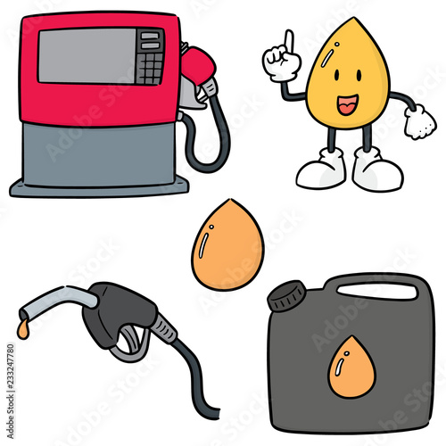 vector set of gas and fuel