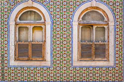 Detail of a typical and old house with colorful tiles from Lisbon