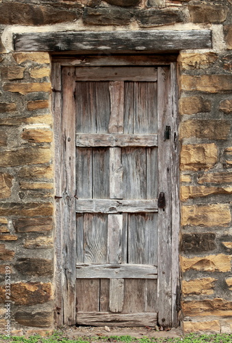 Antique door at Historic Spanish Mission in San Antonio, Texas