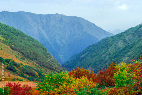 autumn sunny alpine landscape on the Caucasus