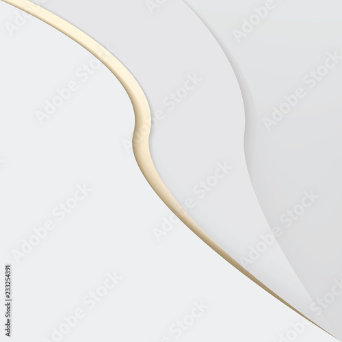 Minimal elegant white paper texture with golden wavy stroke