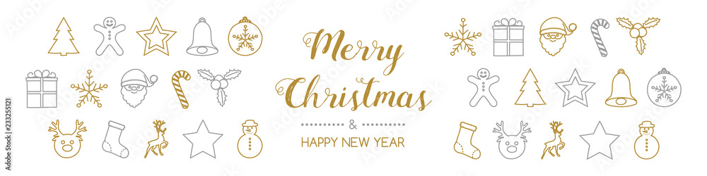 Naklejka premium Christmas decoration with hand drawn elements. Vector.