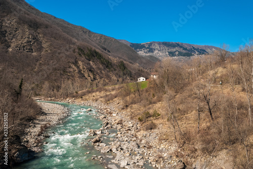 Bild auf Leinwand The river Trebbia during the winter