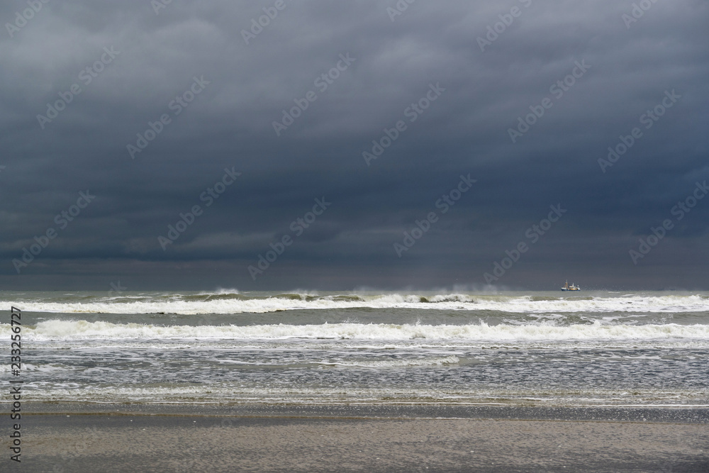 Dutch North Sea coast at Paal 20 on Dutch island of Texel