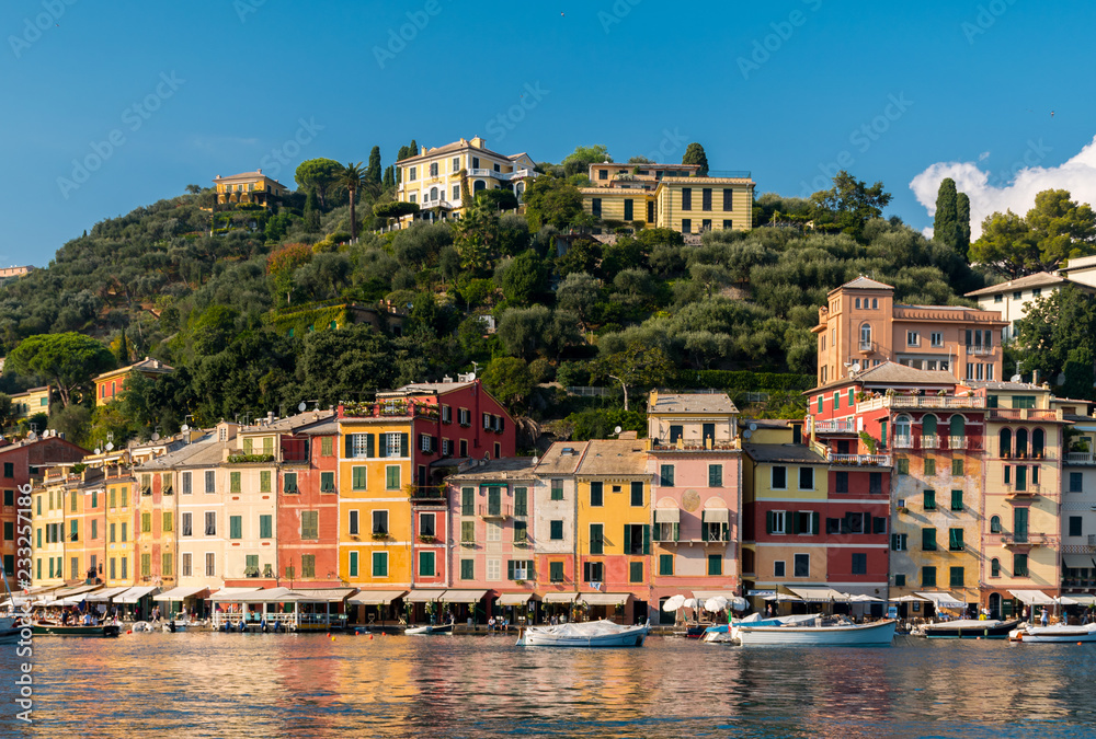 The waterfront of Portofino with its typical colored houses