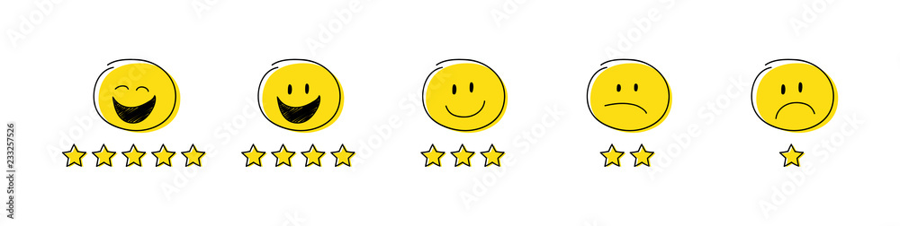 Star rating - set with funny stickman. Vector. Star rating - set with funny stickman. Vector.