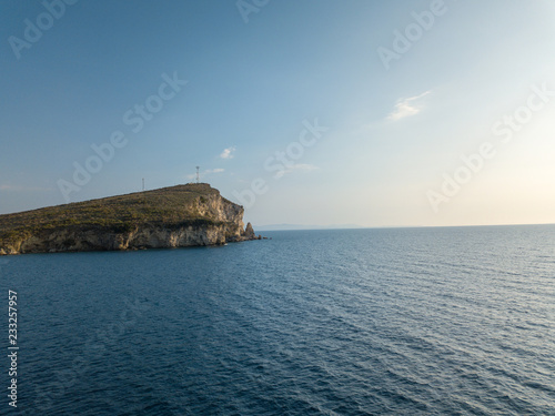 Cliff side located in Himara, Albania at sunset