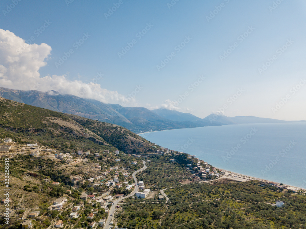 Aerial view of Albanian Riviera (Qeparo - Himara)