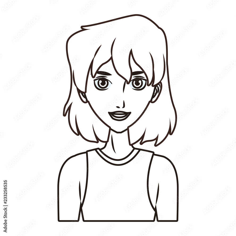 young woman face cartoon young woman face cartoon