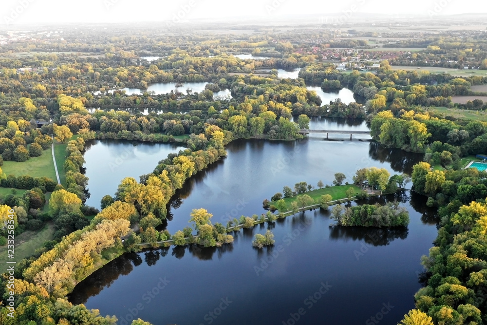 Luftbild von Seenplatte Hannover Ricklingen, Teiche Stock Photo Adobe