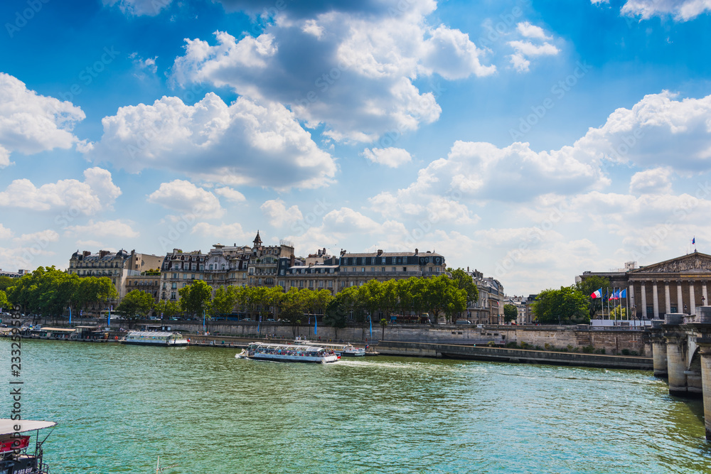 Clouds over Seine river in Paris