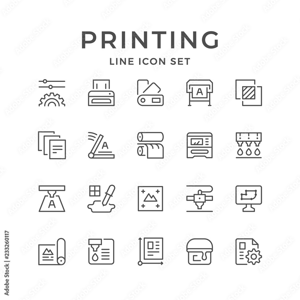 Set line icons of print Set line icons of print