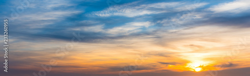 Blue and orange sky at sunset in Sardinia