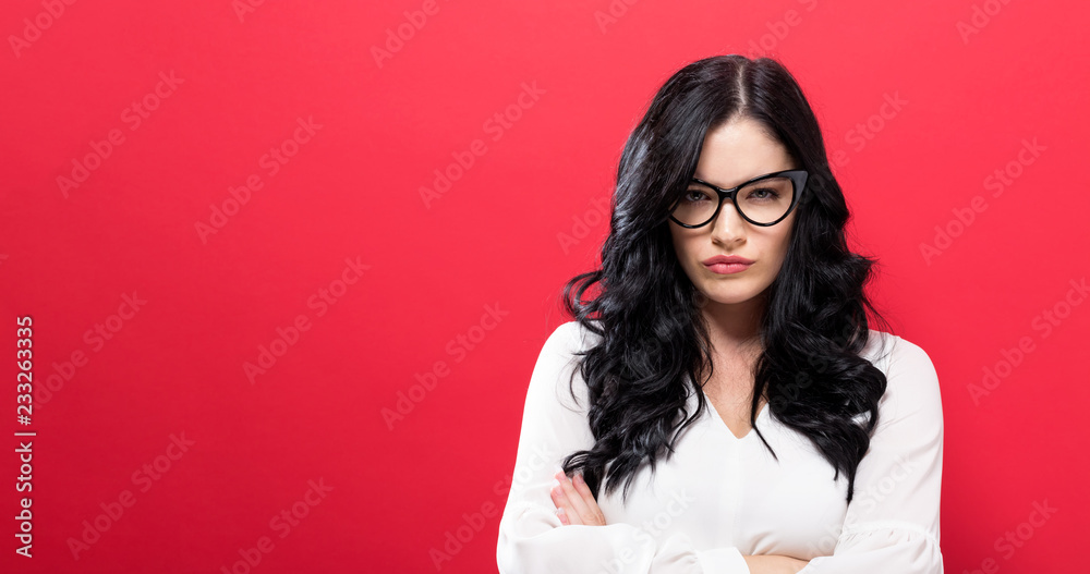 Εκτύπωση καμβά Unhappy young woman on a solid background