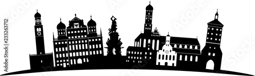 Augsburg skyline detailliert gebogen // Vektor