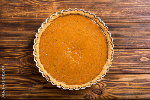 Homemade american traditional pumpkin pie