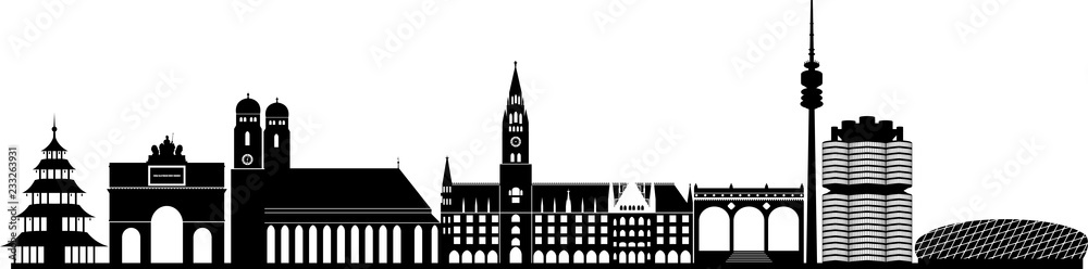 Fototapeta premium Panoramę Monachium szczegółowe / / wektor