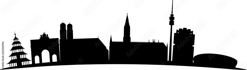 München skyline schwarz gebogen // Vektor