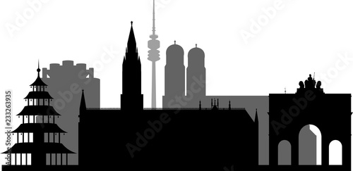 München skyline Graustufen // Vektor