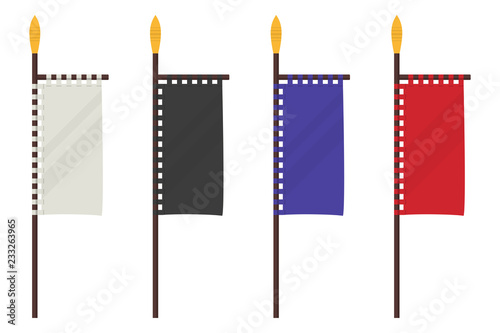 Set of Japanese flag banner in a flat design