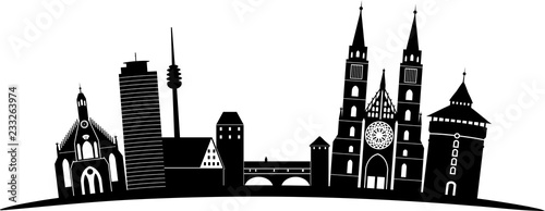 Nürnberg skyline detailliert gebogen // Vektor