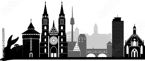 Nürnberg skyline detailliert Hase // Vektor