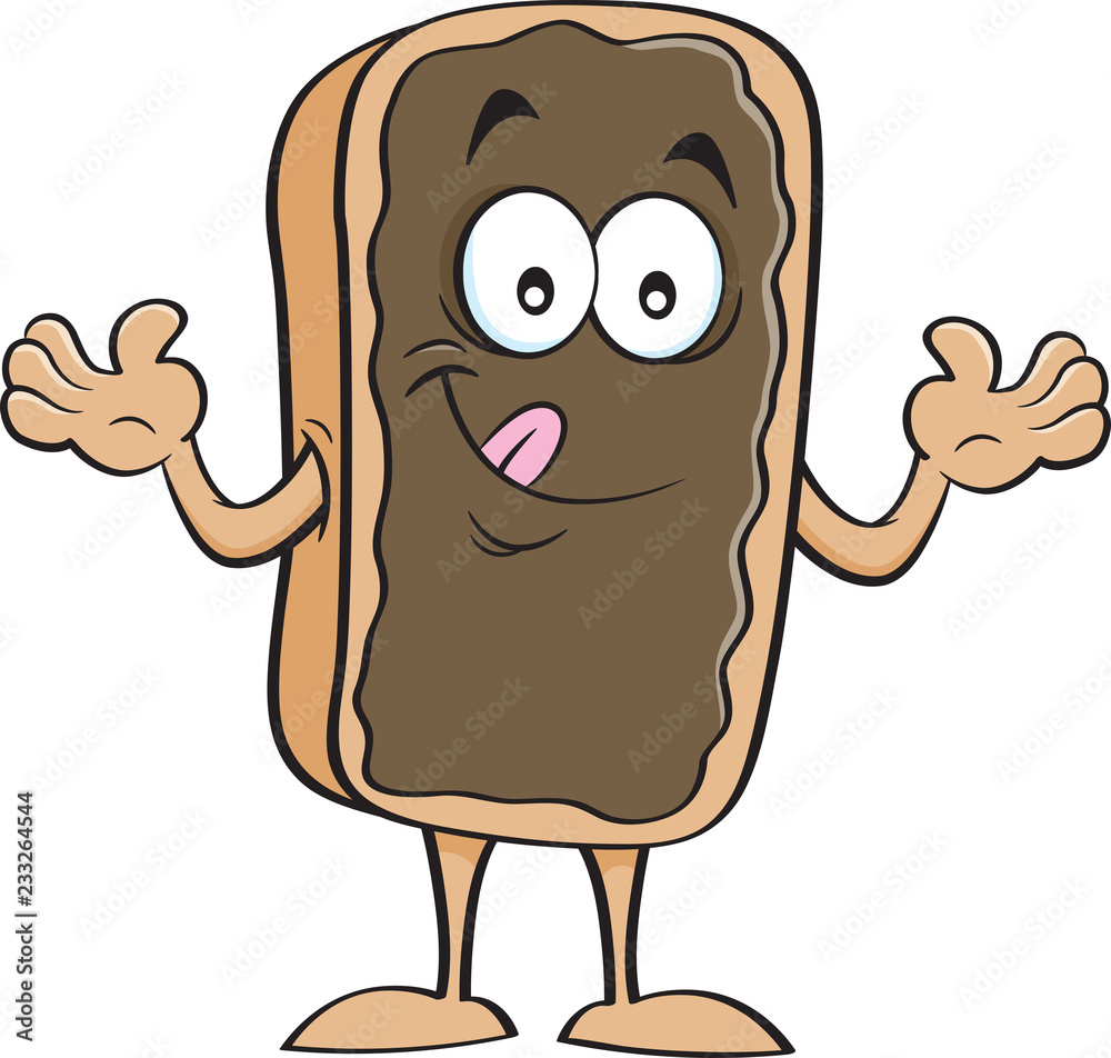 Cartoon illustration of a happy chocolate eclair. Cartoon illustration of a happy chocolate eclair.