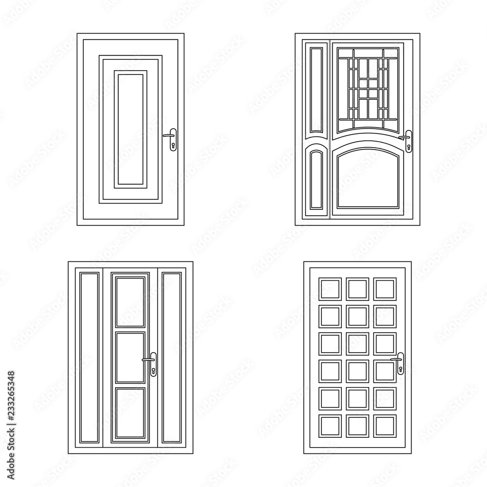 Isolated object of door and front symbol. Set of door and wooden stock vector illustration.