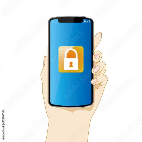 スマホを持つ左手のイラスト 鍵のアイコン セキュリティーのイメージ 白背景 Hand With Smartphone Stock Illustration Adobe Stock スマホを持つ左手のイラスト 鍵のアイコン セキュリティーのイメージ 白背景 Hand With Smartphone Stock Illustration Adobe Stock