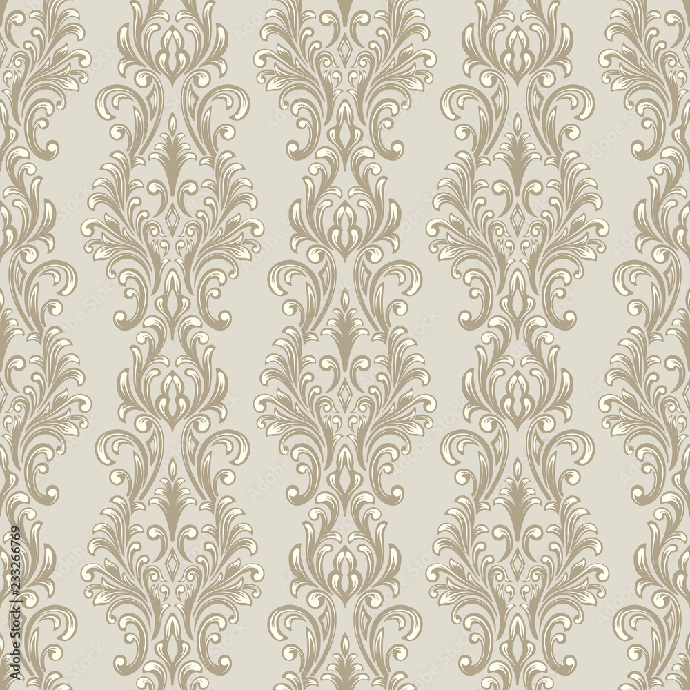 Vector damask seamless pattern background. Classical luxury old fashioned damask ornament, royal victorian seamless texture for wallpapers, textile, wrapping. Exquisite floral baroque template. Vector damask seamless pattern background. Classical luxury old fashioned damask ornament, royal victorian seamless texture for wallpapers, textile, wrapping. Exquisite floral baroque template.