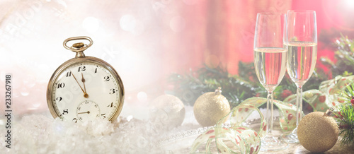 New Years eve. Minutes to midnight on an old fashioned pocket watch