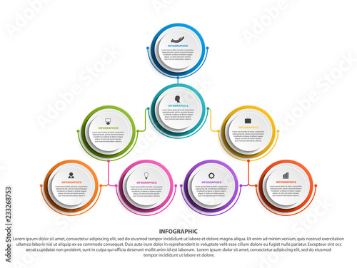 Infographic design organization chart template for business presentations, information banner, timeline or web design.
