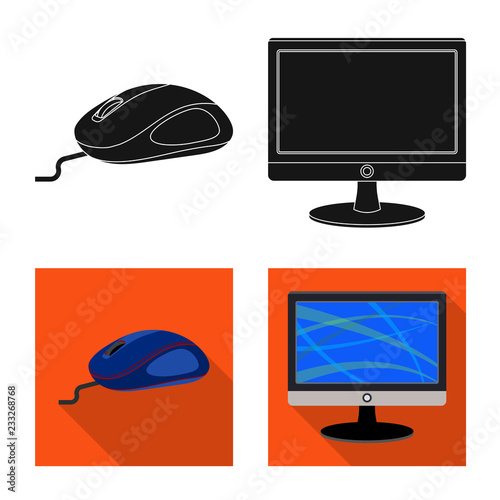 Isolated object of laptop and device logo. Set of laptop and server stock symbol for web.