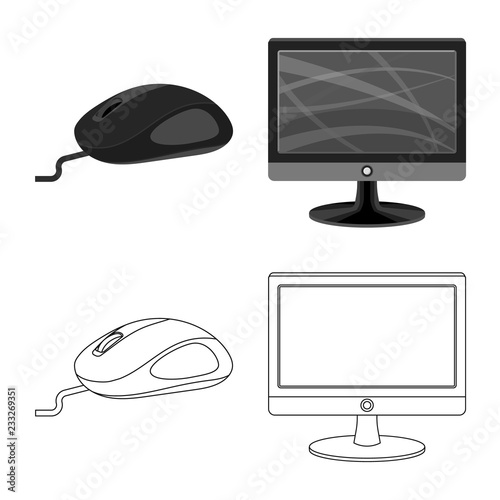 Vector design of laptop and device icon. Collection of laptop and server stock vector illustration.