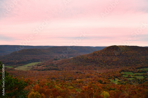 sunset in the mountains with Fall Colors