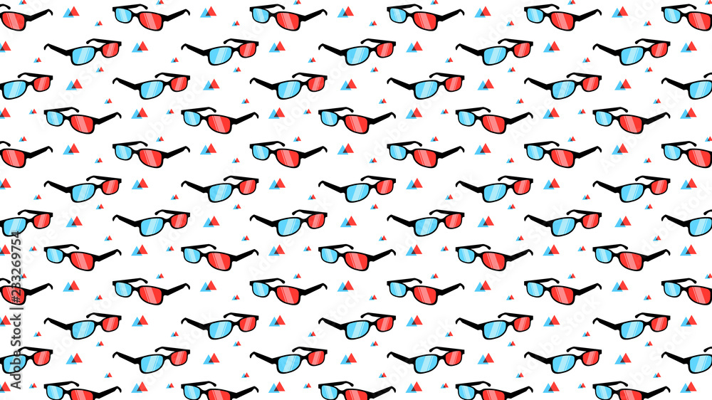 3d glasses with chromatic aberration and colored lens background