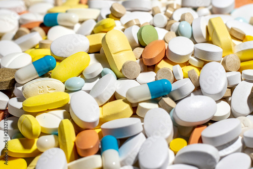 multi colored tablets and medication, close up